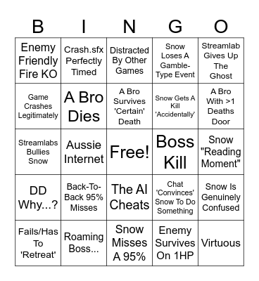 The Indomitable Snowman's DD Bingo Card