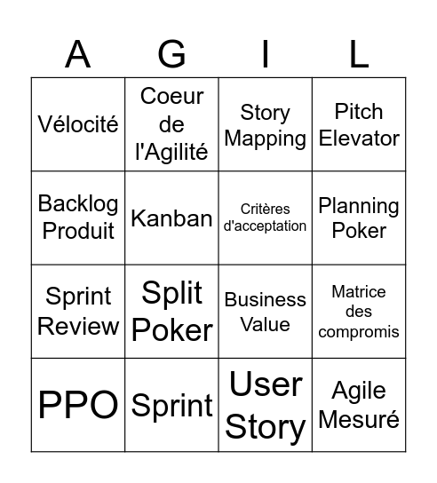 Agilité Bingo Card