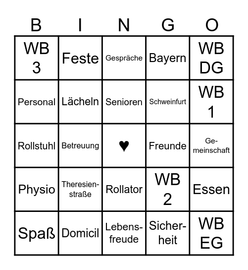 Bingo Theresienstraße - Spezial Bingo Card