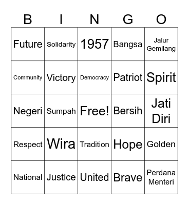 Merdeka! Bingo Card