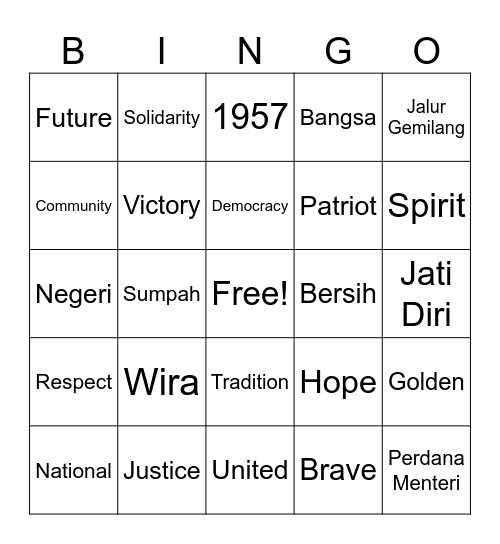 Merdeka! Bingo Card