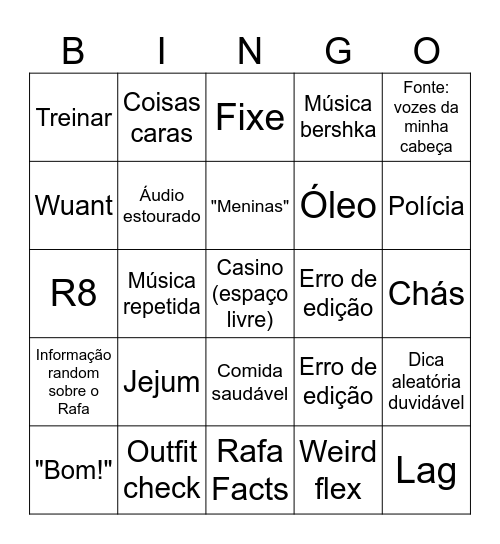 Windoh Bingoh Bingo Card