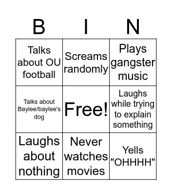 Mack Bingo Card