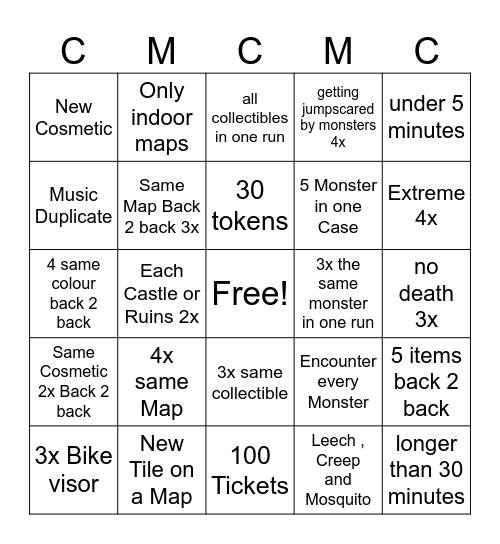 Labyrinthine Bingo Card