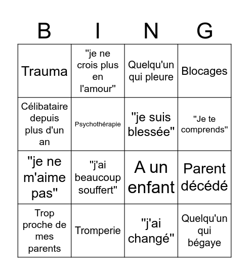 La villa Bingo Card