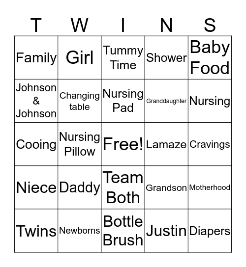 Susan's Baby Shower Bingo! Bingo Card