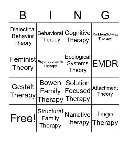 Theory Bingo Card