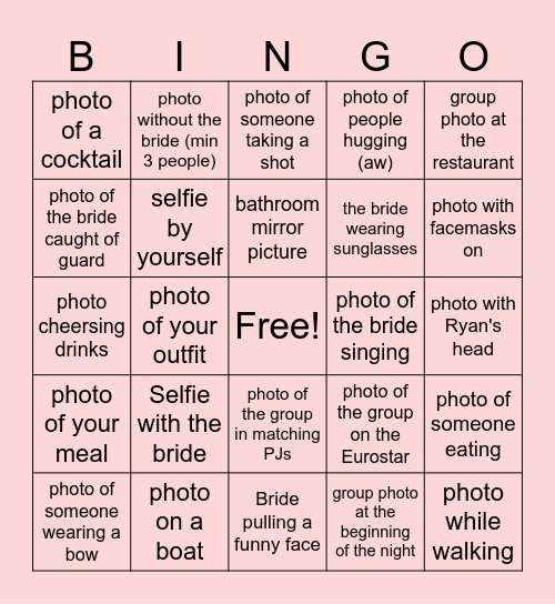 Photo Bingo Card
