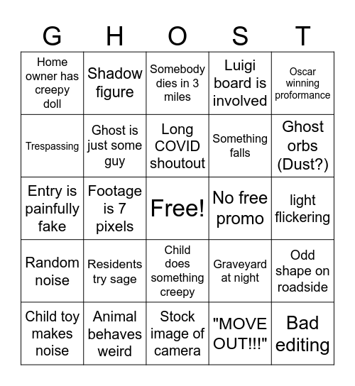 Jack Manifold ghost bingo Card