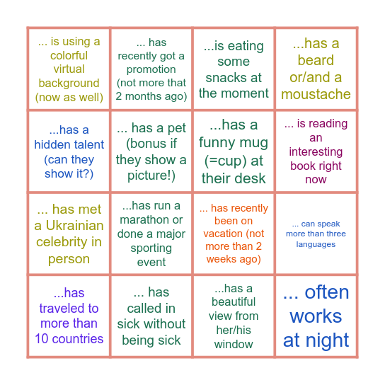 Savvy Corporate BINGO!!! Bingo Card