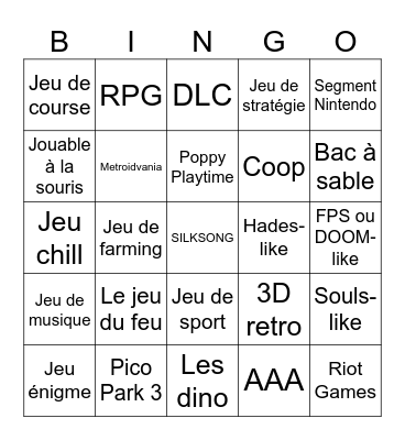 Nintendo Direct Bingo Card