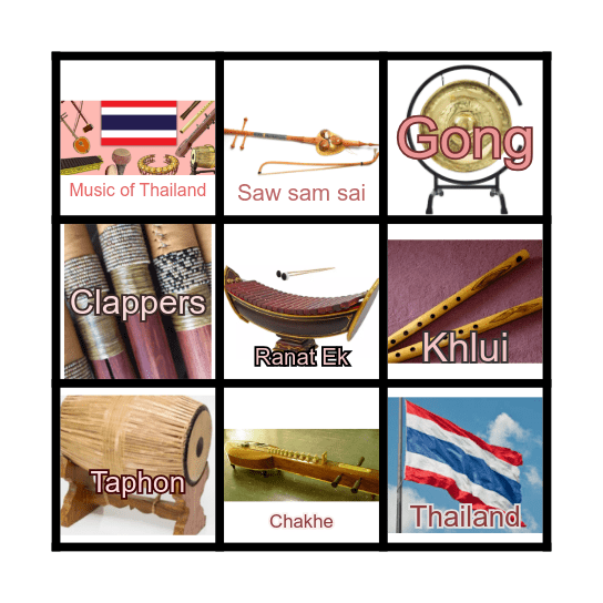 Thailand Instruments Bingo Card