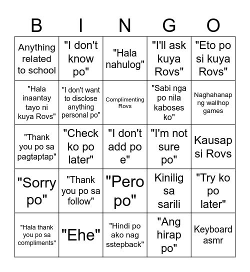 Miru Bingo Card