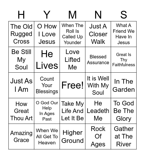 Hymns Bingo Card
