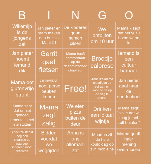 Italië bingo 🇮🇹 Bingo Card