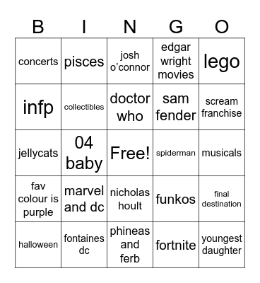 jada Bingo Card
