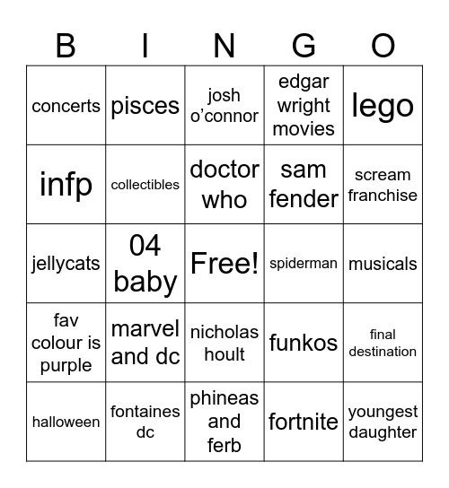 jada Bingo Card