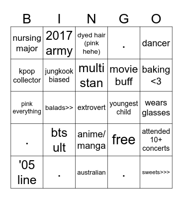 aud's bingo! Bingo Card