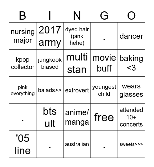 aud's bingo! Bingo Card