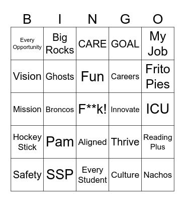 Welcome Back Bingo Card