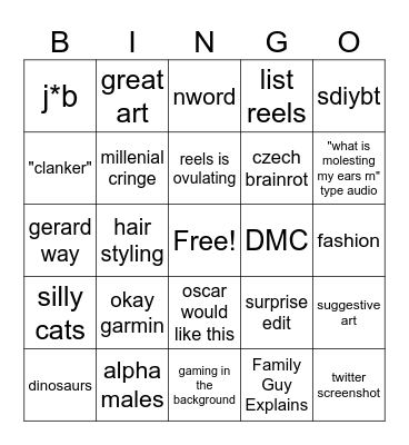 August 2025 IG Bingo Card
