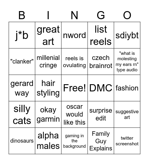 August 2025 IG Bingo Card