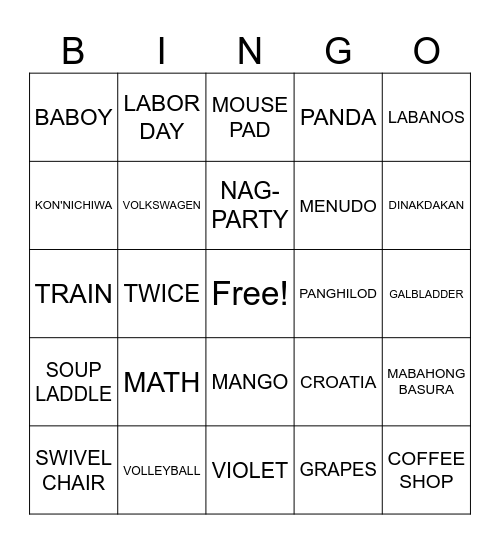 ELA GANDA Bingo Card
