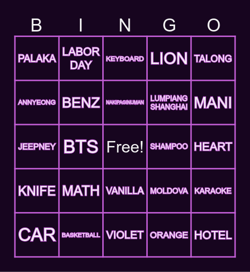 MIRA Bingo Card