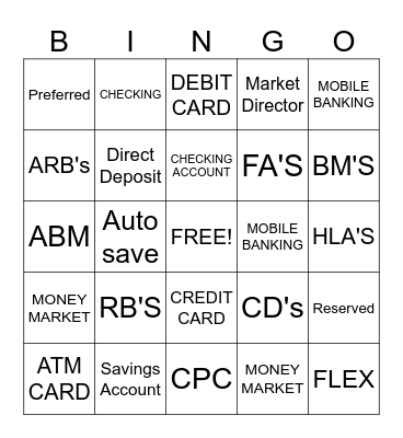 BANKER Bingo Card