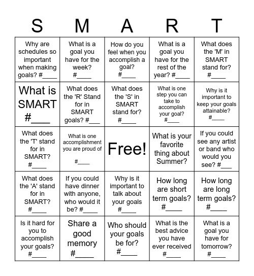 SMART GOAL BINGO Card