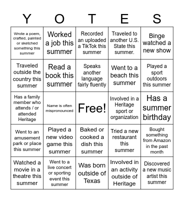 Newsroom First-Day Bingo Card