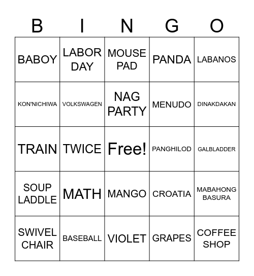 ELA GANDA Bingo Card