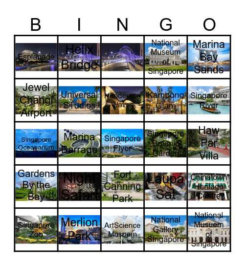 Landmarks and Attractions Bingo Card