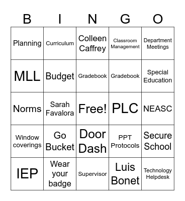 Back to School PD 25-26 Bingo Card