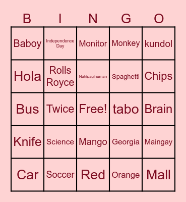 Mira Bingo Card