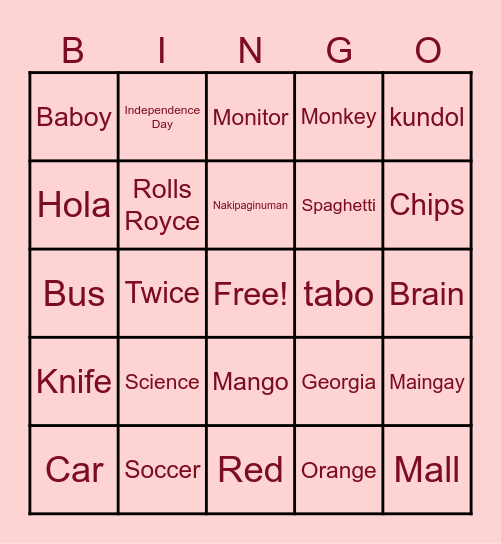 Mira Bingo Card