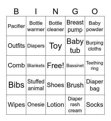 Avery’s Boo Shower Bingo Card