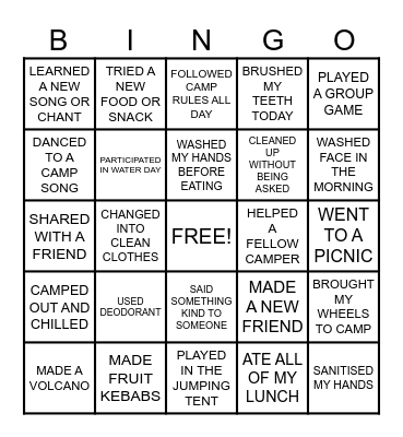 CAMP CREATION & A BARREL OF FUN! Bingo Card