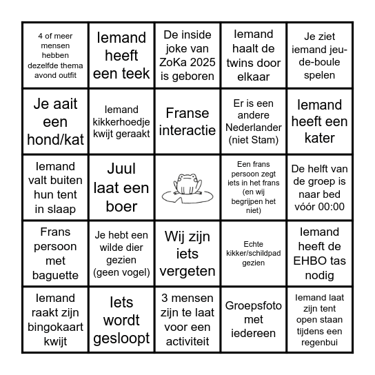 ZOKA '25 Bingo Card
