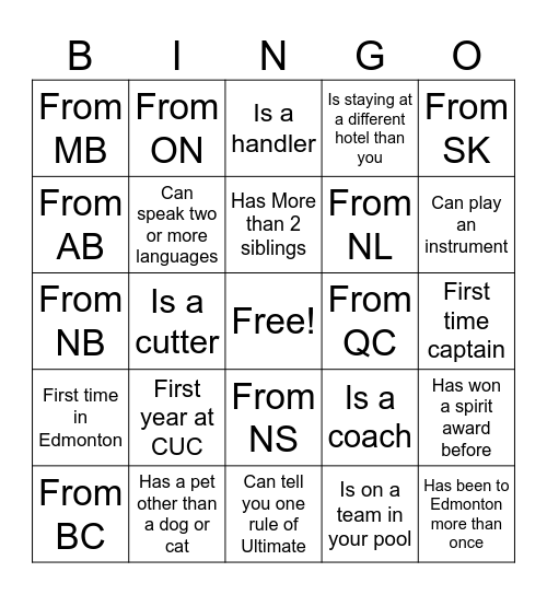 CJUC 2025 Bingo Card