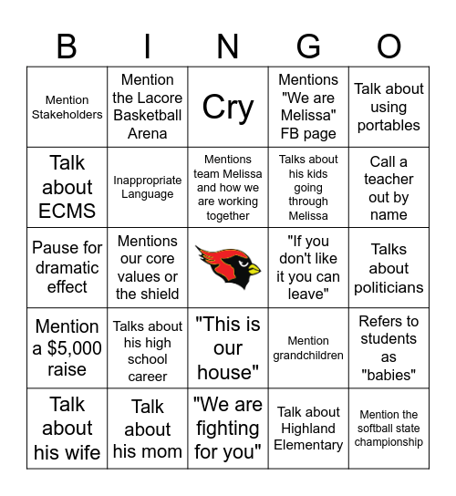 Convocation Bingo Card
