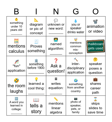 Math/CS Talk Bingo Card