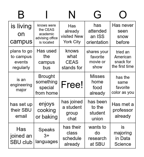 CEAS Bingo Card