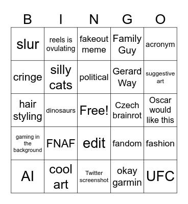 August 2025 IG Bingo 2.0 Bingo Card
