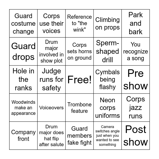 DCI Bingo Card