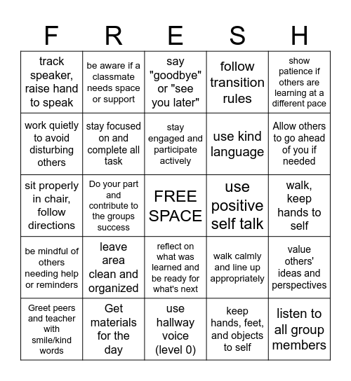 FRESH BINGO Card
