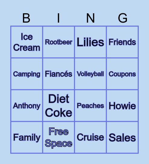 Bridal Bingo Card