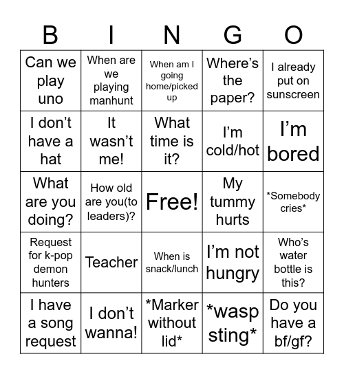 SNPP Leader Bingo Card