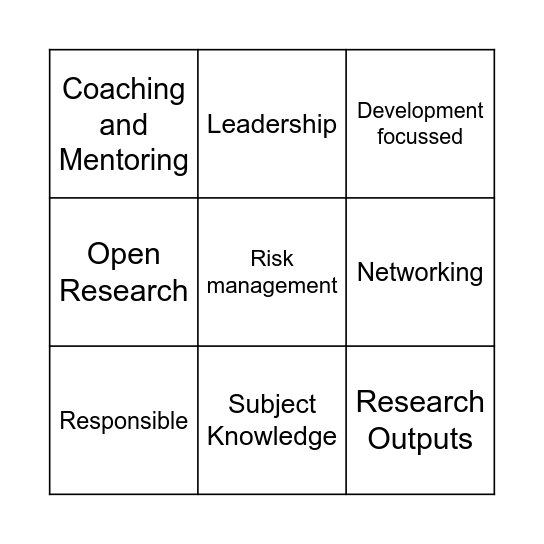Researcher Development Bingo Card