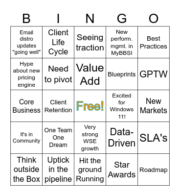 All Call Bingo Card
